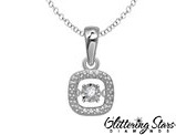 Glittering Stars Diamond Pendant in Sterling Silver with Chain